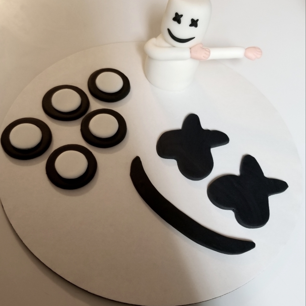 Handmade Fondant DJ Marshmello Inspired Cake Topper Set